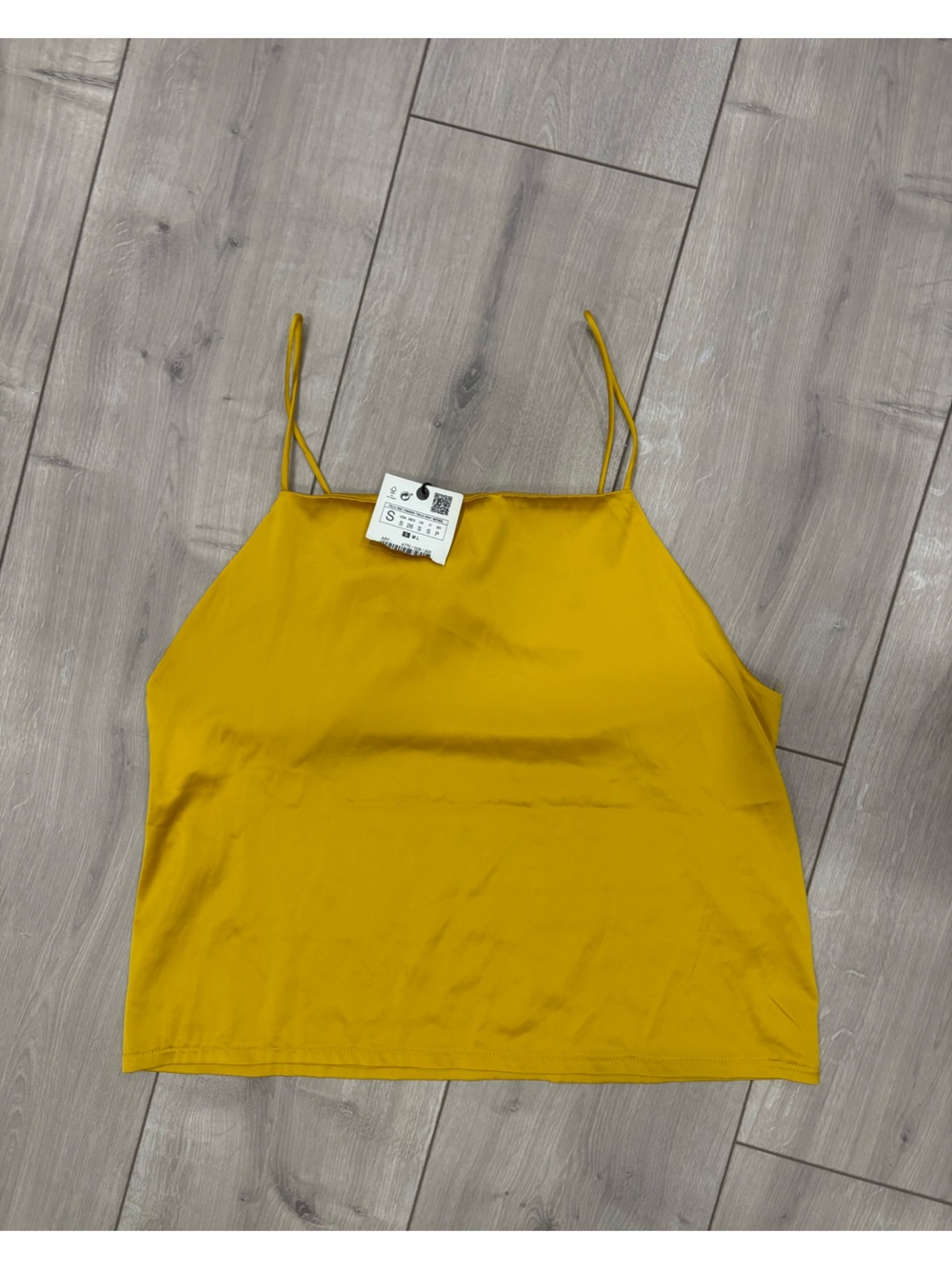 Zara Yellow Satin-Feel Spaghetti Strap Cami